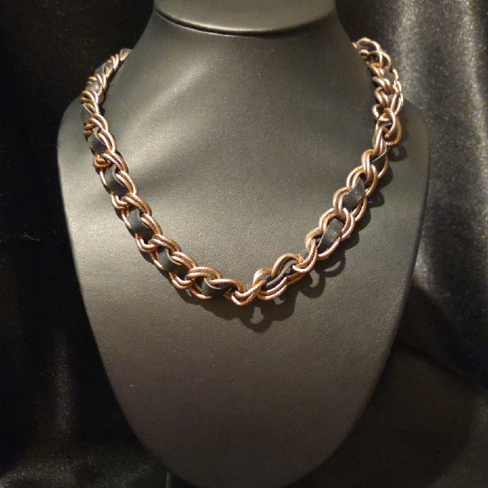 LOFT Leather Braided Link Chain Necklace